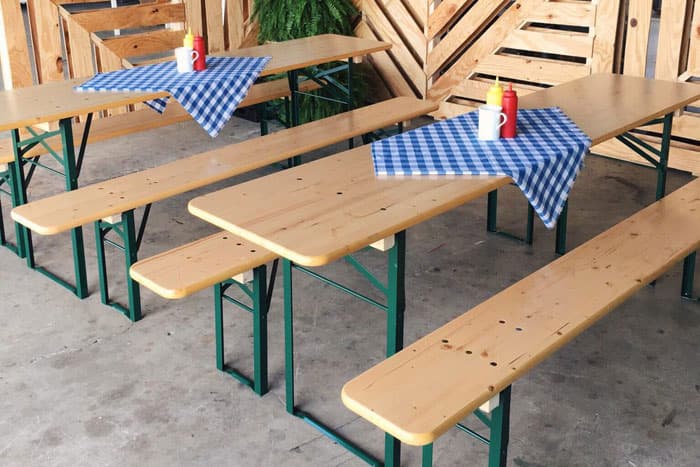 Pivski Set - 2 Klupe i Sto - Metal - Drvo 200x90 cm