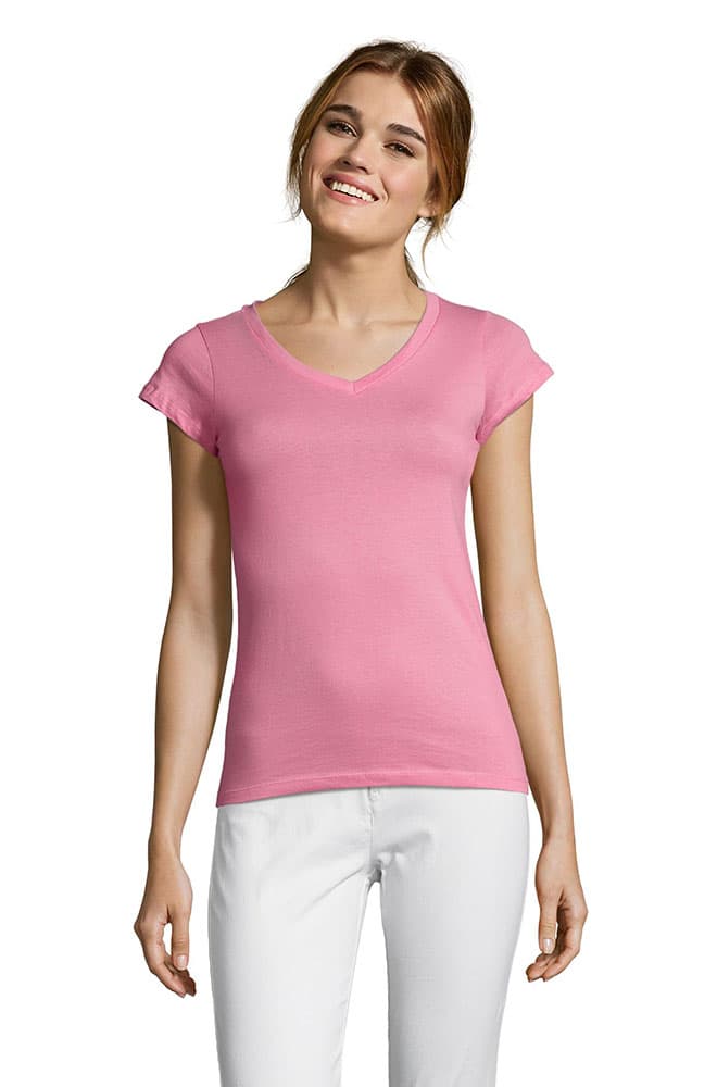 Sols Ženska majica V izrez Moon Orchid Pink veličina M 11388
