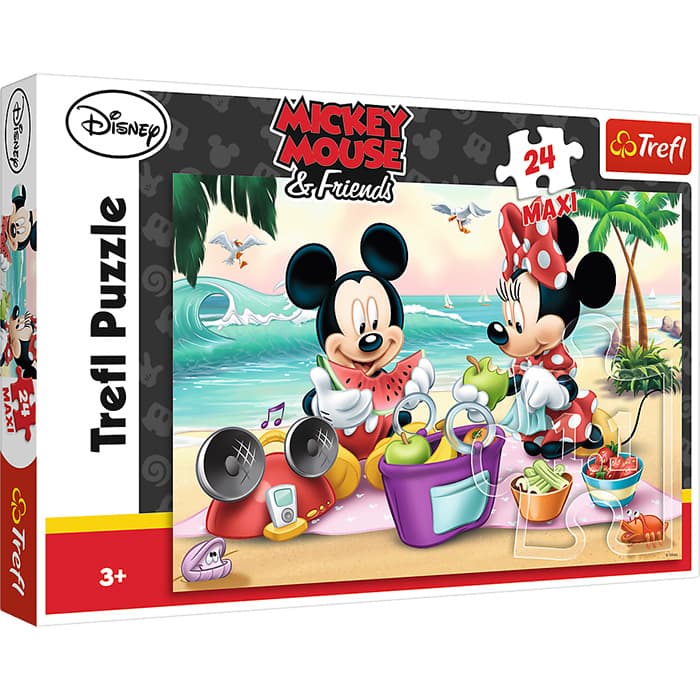 Trefl Maxi puzzle Mickey i Minnie Piknik na plaži 24 dela