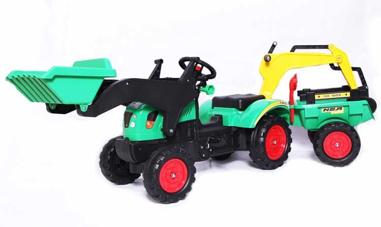 Dečiji Traktor sa prikolicom na pedale 09 Zeleni Go 1005