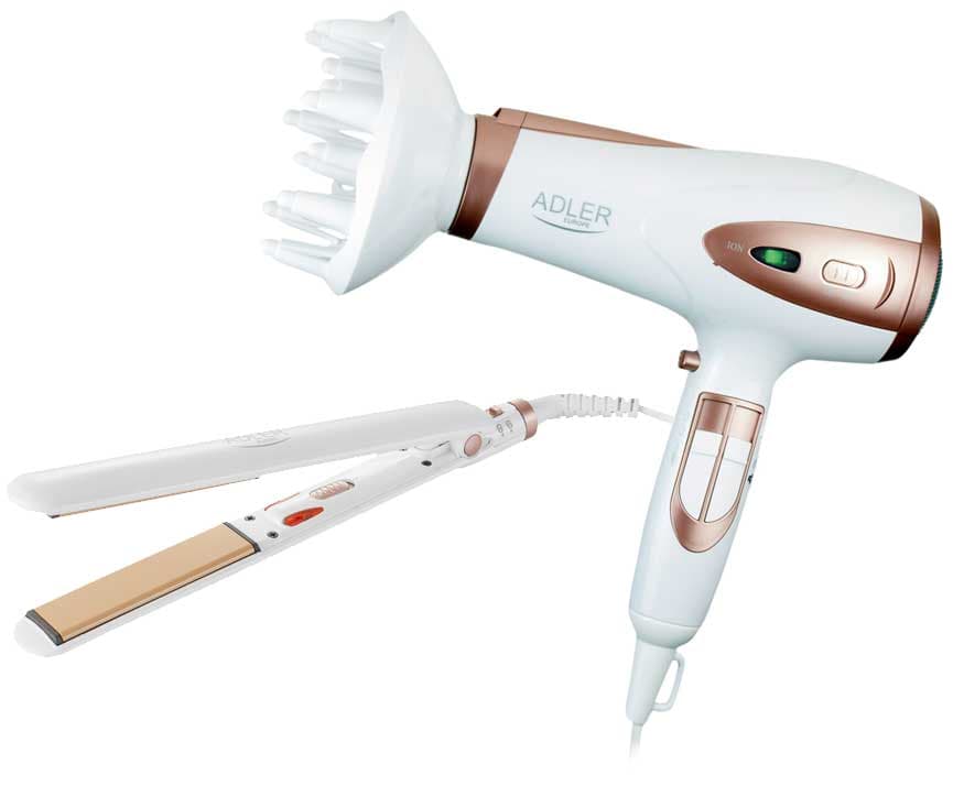 Adler Beauty Set Fen sa funkcijom jonizatora i Keramička presa za kosu