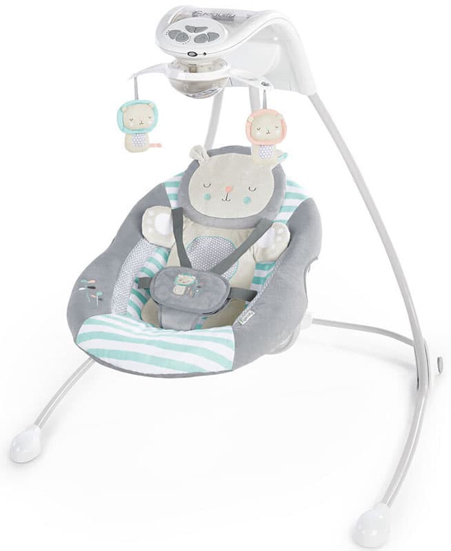 Ingenuity Pametna ljuljaška za bebe sa melodijama svetlosnim efektima i strujnim adapterom Landry the Lion 12164