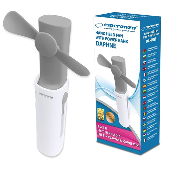 Ručni ventilator sa punjivom baterijom i Powerbank funkcijom Esperanza EHF101E
