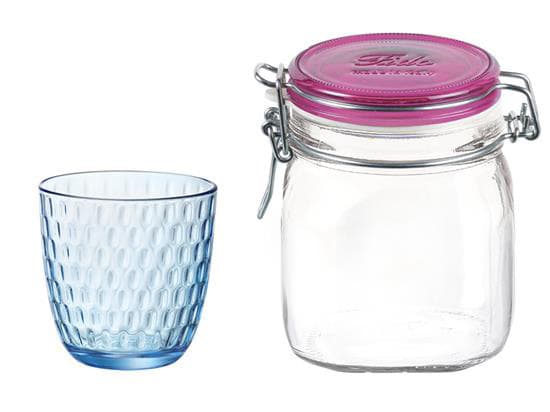 Set čaša za vodu aqua lively blue 29cl +tegla Fido Multicolor 750ml roze