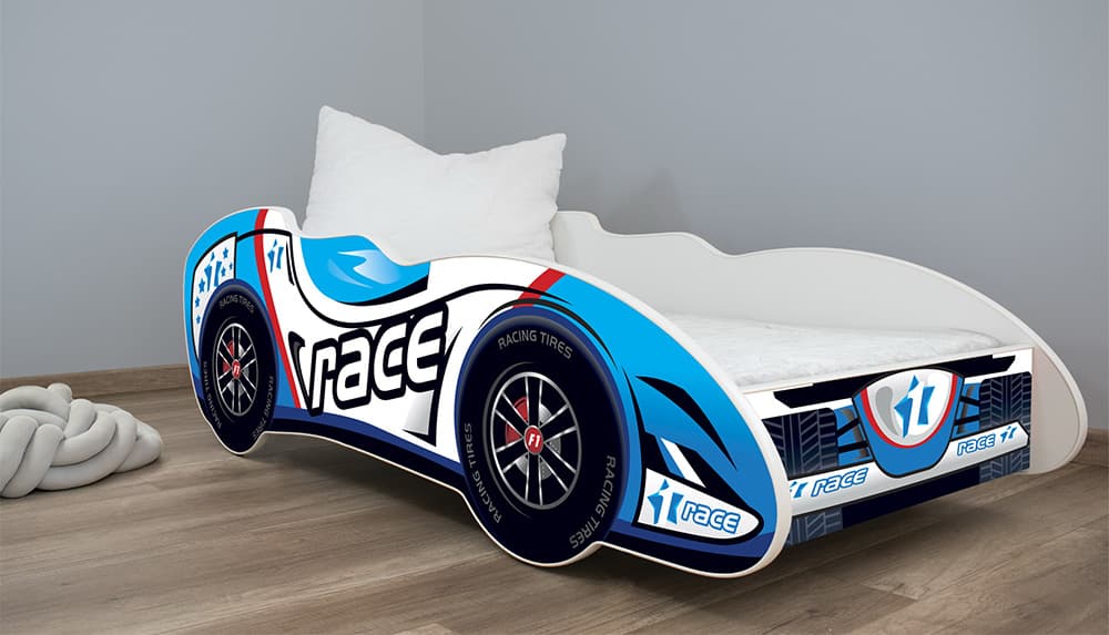 Dečiji krevet sa dušekom i letvicama 1 Race car 140x70cm