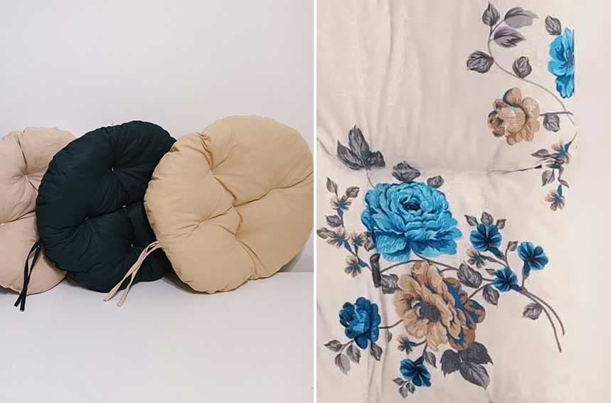 Okrugli jastuk sedalica za stolice 50 cm - Blue Flowers