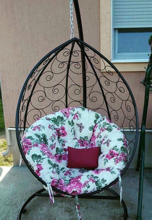Ljuljaška Jaje - Metalna Domestico BLACK sa jastukom PINK FLO