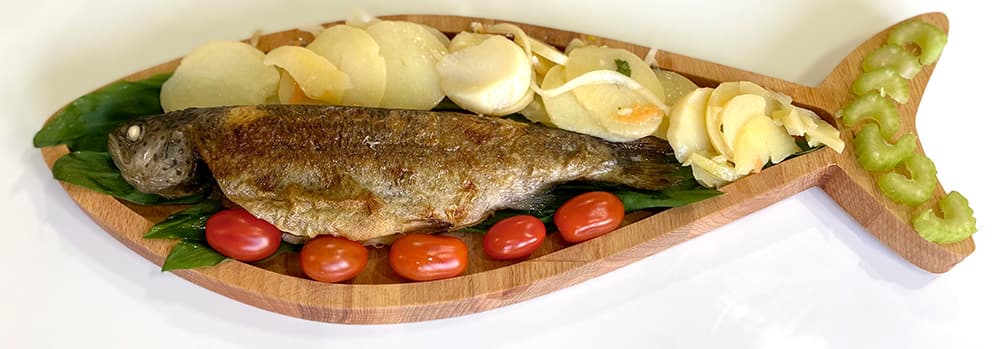 Daska od drveta bukve u obliku ribe 40x15cm