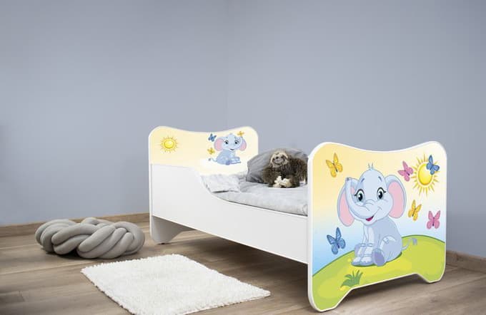 Dečiji krevet sa dušekom i letvicama 160x80cm Happy kitty Little elephant 7446