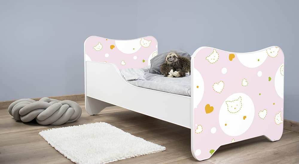 Dečiji krevet sa dušekom i letvicama 160x80 cm Happy kitty