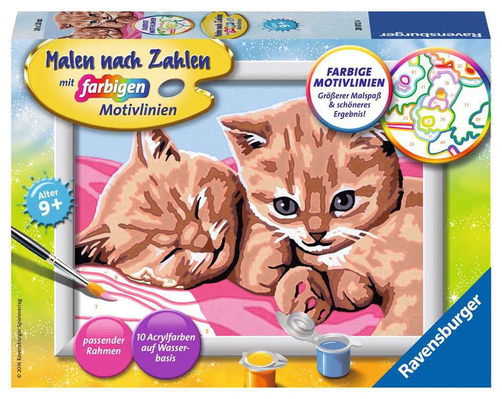 Ravensburger Bojanka po brojevima + akrilne boje Mačići 28012