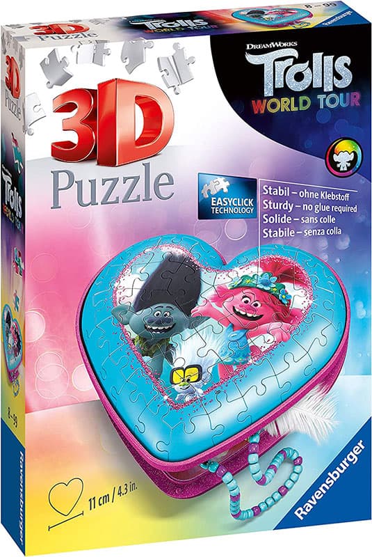 Ravensburger Napravi sam Srce Trolls - Kutija za sitnice od puzli 11232
