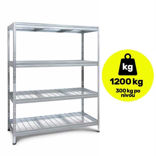 Metalna polica velike nosivosti 4x300kg 180x120x45cm