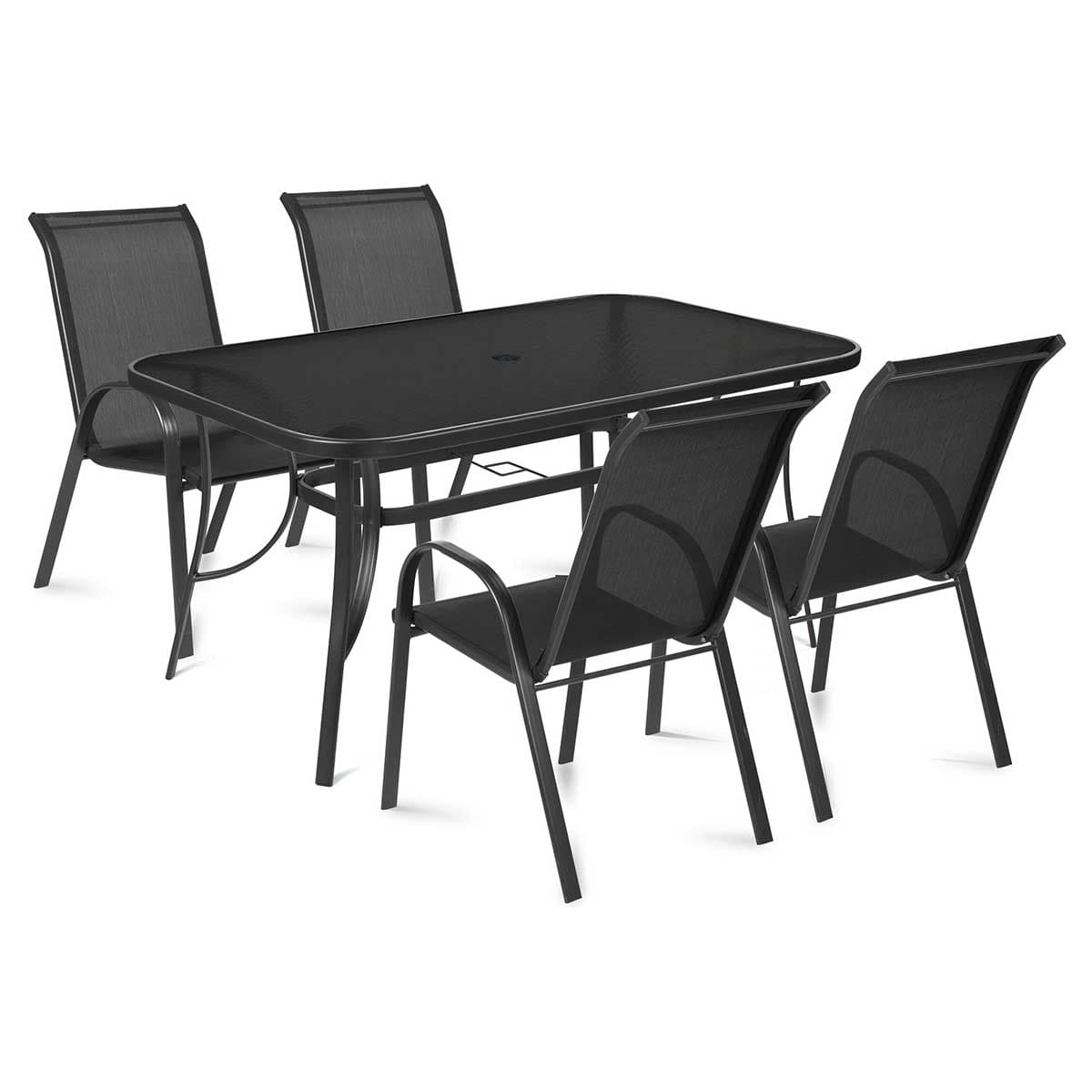 Baštenski Komplet 4 Stolice i Sto Sa Crnim Staklom Fieldmann Tirso Black