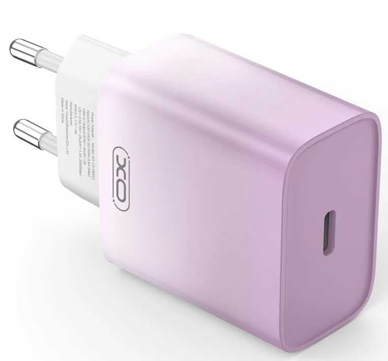 XO Brzi punjač za mobilne uređaje USB-C 30W CE18 ljubičasti