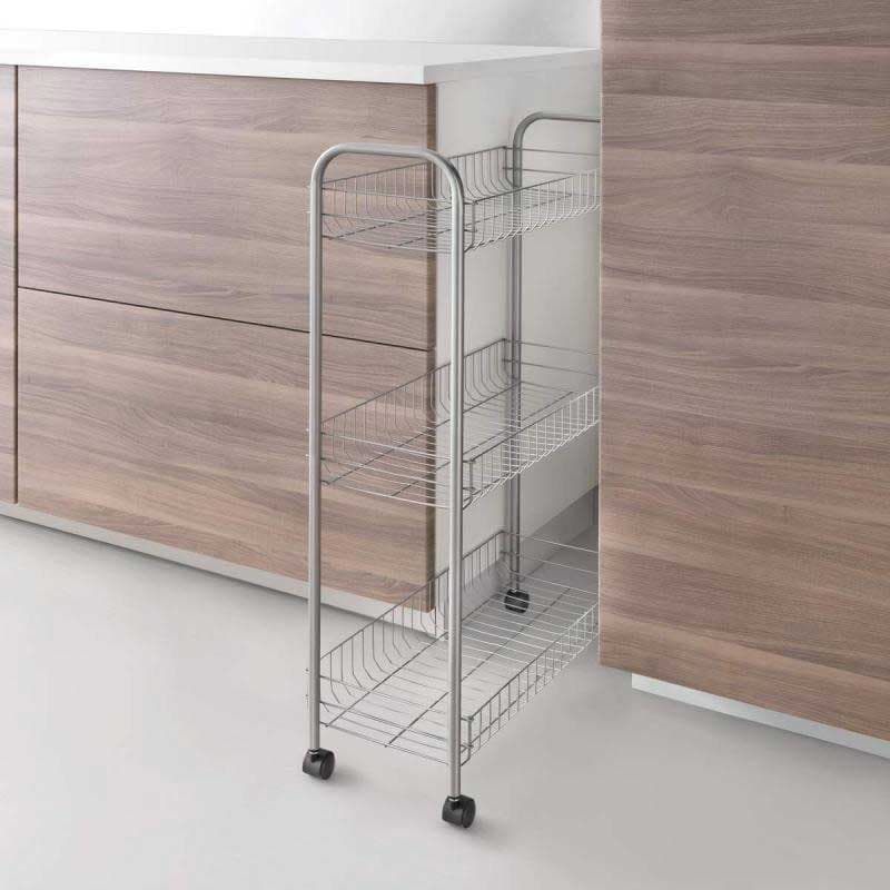 Pokretna kolica na 3 nivoa 23 x 56 x 84 cm Metaltex Slim-DeLuxe