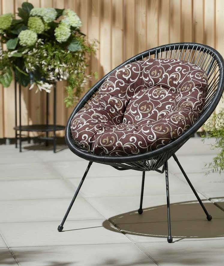 Jastuk za ovalnu baštensku stolicu - fotelju 110x90cm BROWN ORNAMENT