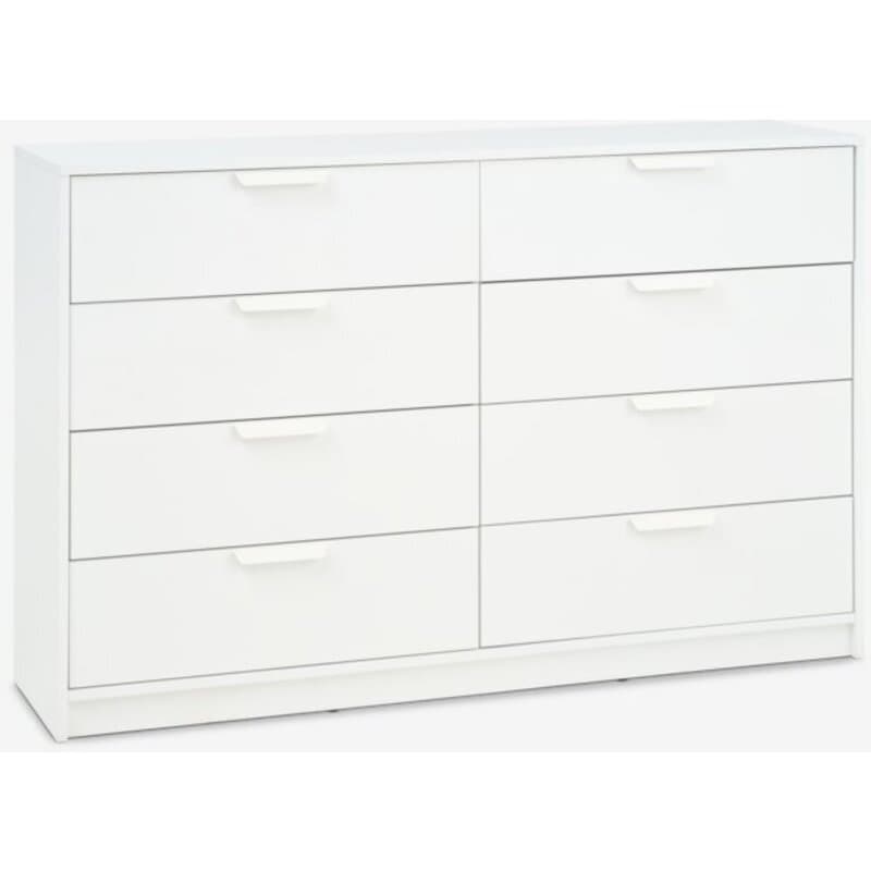 Komoda 4+4 fioke, bela, 139x89x36 cm