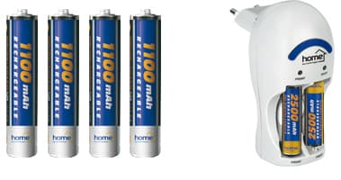 Punjač za baterije za 4 punjive baterije AAA 1100 mAh