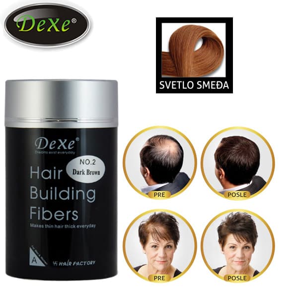 Preparat za proređenu kosu Dexe Hair Building Fibers 22g svetlo smeđa