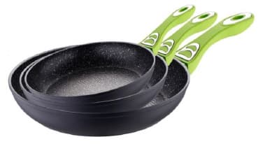 Bergner Tiganji sa mermernom oblogom - Set od 3 kom Renberg green RB-1023-G
