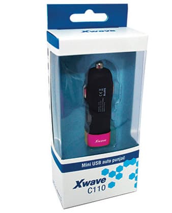 Auto punjač Xwave C110 USB 5V DC 1A ružičasti 021825