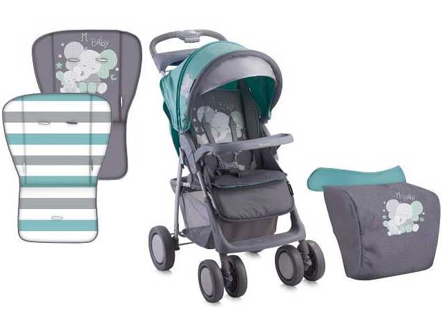 Lorelli Bertoni Kolica za bebe Foxy Green n Grey Elephants sa prekrivačem