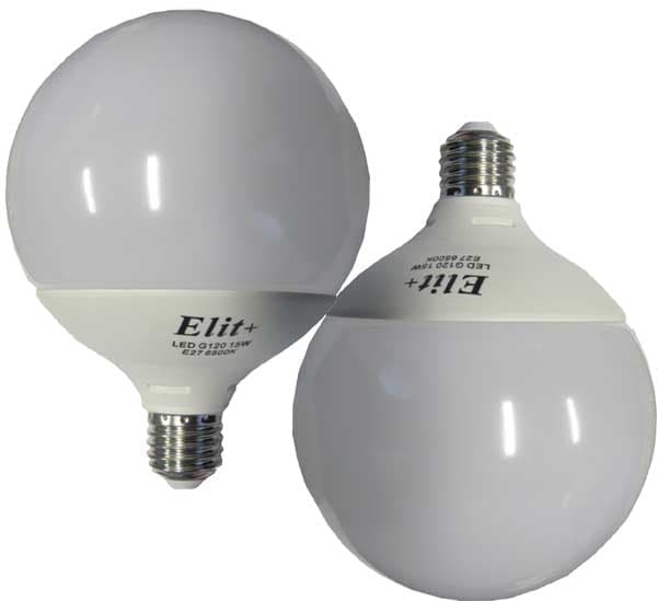 Dve LED G120 sijalice 3000K 15W E27 Elit+ EL 1393