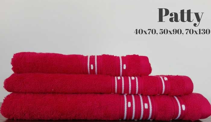 Set 3 peškira Patty crvena 40x70 50x90 70x130