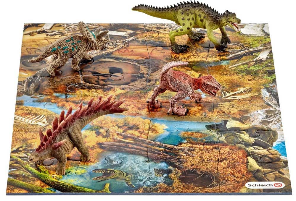 Schleich Figurice Dinosaurusi 4 kom. na puzzle podlozi 42331