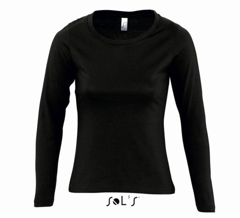 Sols Ženska majica dug rukav Majestic Black veličina XL 11425