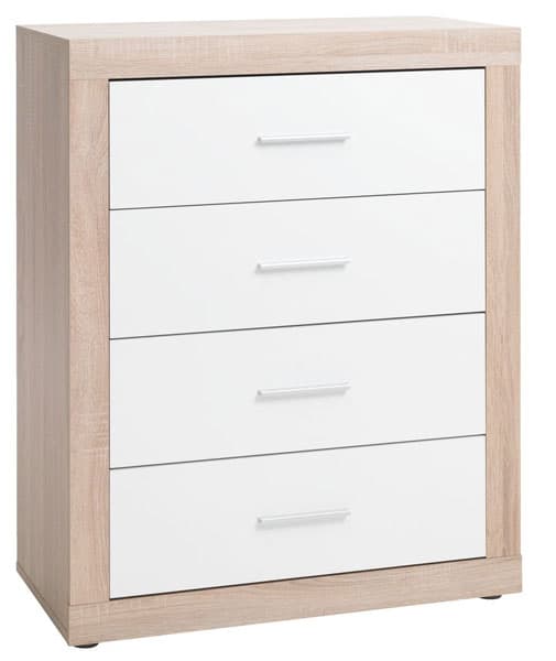 Komoda Bravo 4 fioke hrast-bela