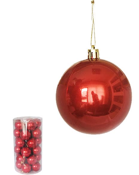 Novogodišnji ukrasi Kugle 7cm Set 30 komada Crveni