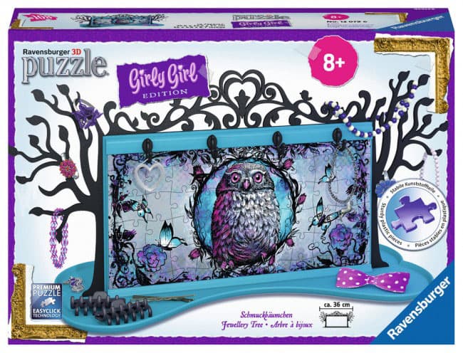 Ravensburger 3D puzzle GIRLY GIRL edition - Za devojčice - Drvce za odlaganje nakita - Životinje - Animal Trend Jewellery Tree 108 delova RA12079