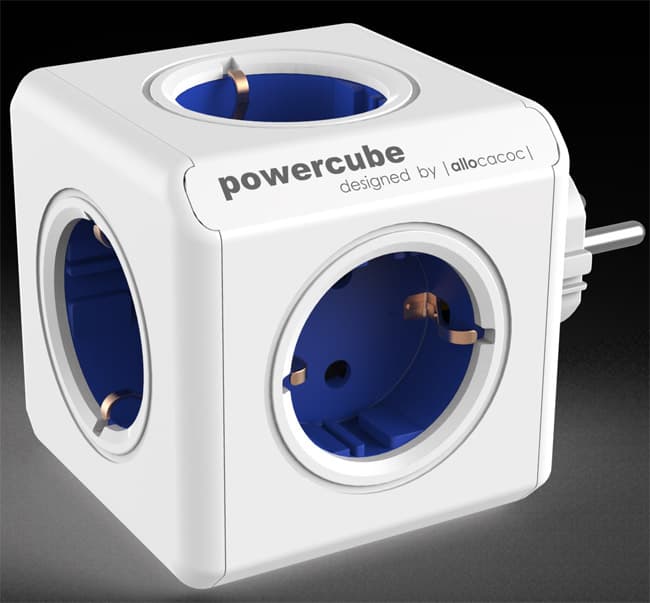 PowerCube produžni bez kabla 5 x šuko 16A/230V plava