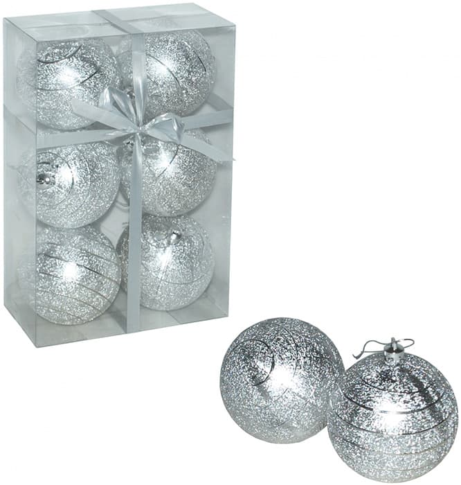 Ukrasi za jelku - kugle 8 cm 6 komada srebrne