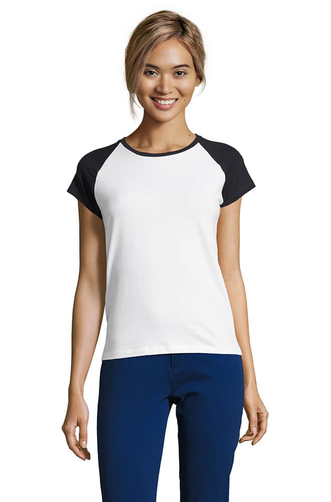 Sols Ženska majica sa kratkim rukavima Milky white/navy veličina L 11195