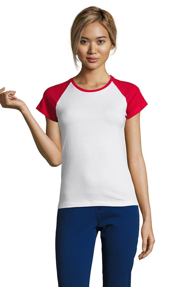 Sols Ženska majica sa kratkim rukavima Milky white/red veličina L 11195