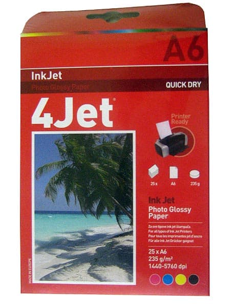 4Jet InkJet Foto Papir A6, 1/25