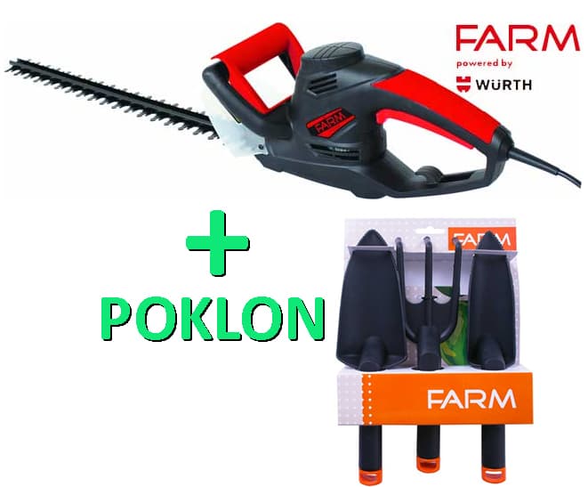Električni trimer za živu ogradu Farm FZO550E + Poklon Set baštenskog alata FRASAF3