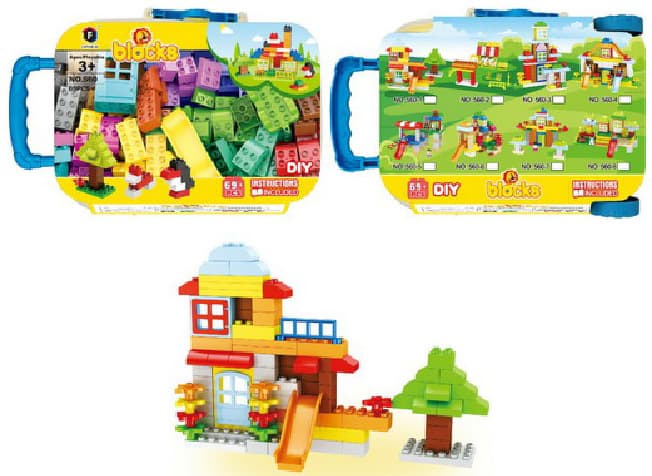Dečije kocke Plastične kocke u kutiji KOFER 69 delova 876028
