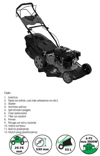 Samohodna motorna kosilica za travu WBM600S