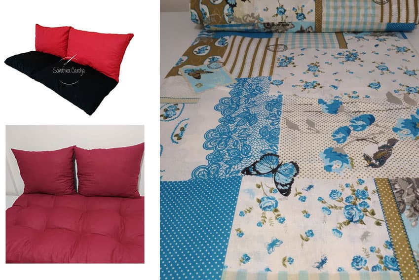 Jastuci za garniture od paleta - 160 x 50 x 50 cm - Blue Patchwork